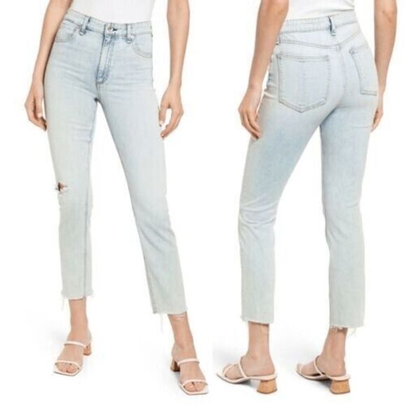 rag & bone Nina High Rise Ankle Cigarette Jean in Jade with Holes size 28 - Picture 1 of 12